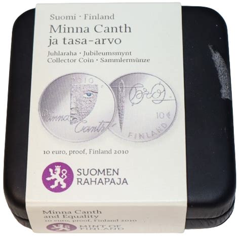 juhlaraha nainen ensimminen|Suomi 2010 10 € Minna Canth HOPEA PROOF